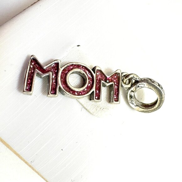 VTG Mom Slide Charm Pendant Pink Sparkles Sterling Silver 925 1.25" Length - Picture 4 of 11